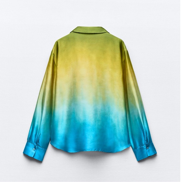 Zara SATIN EFFECT TIE-DYE SHIRT - Picture 4 of 5
